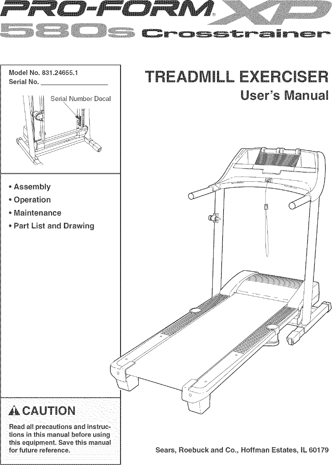 Proform 831246551 User Manual XP 580S CROSSTRAINER Manuals And Guides