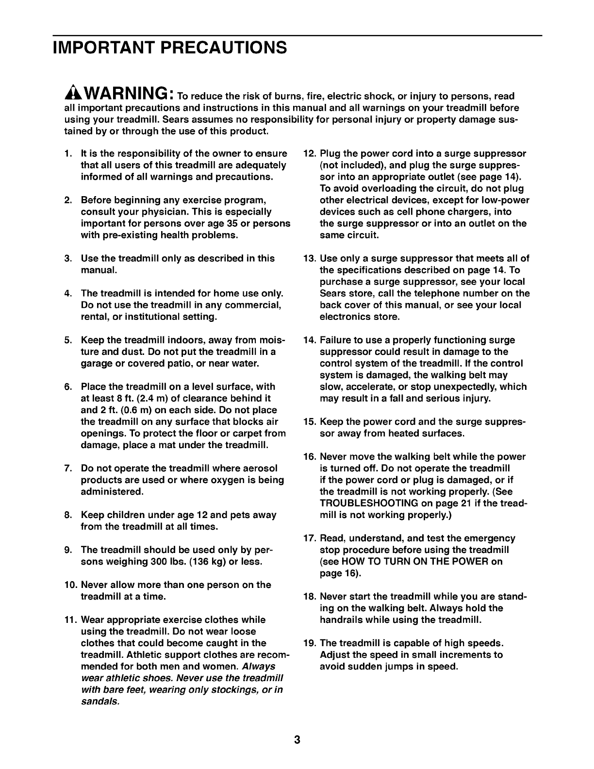 Proform 831248530 User Manual CROSSWALK FIT 415 Manuals And Guides 1309334L