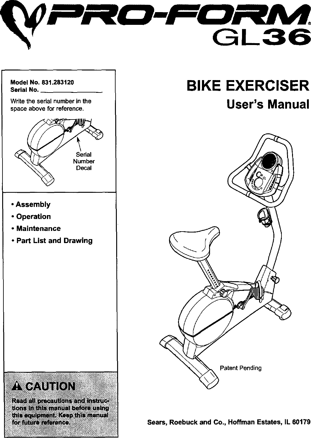 Proform gl36 discount exercise bike manual