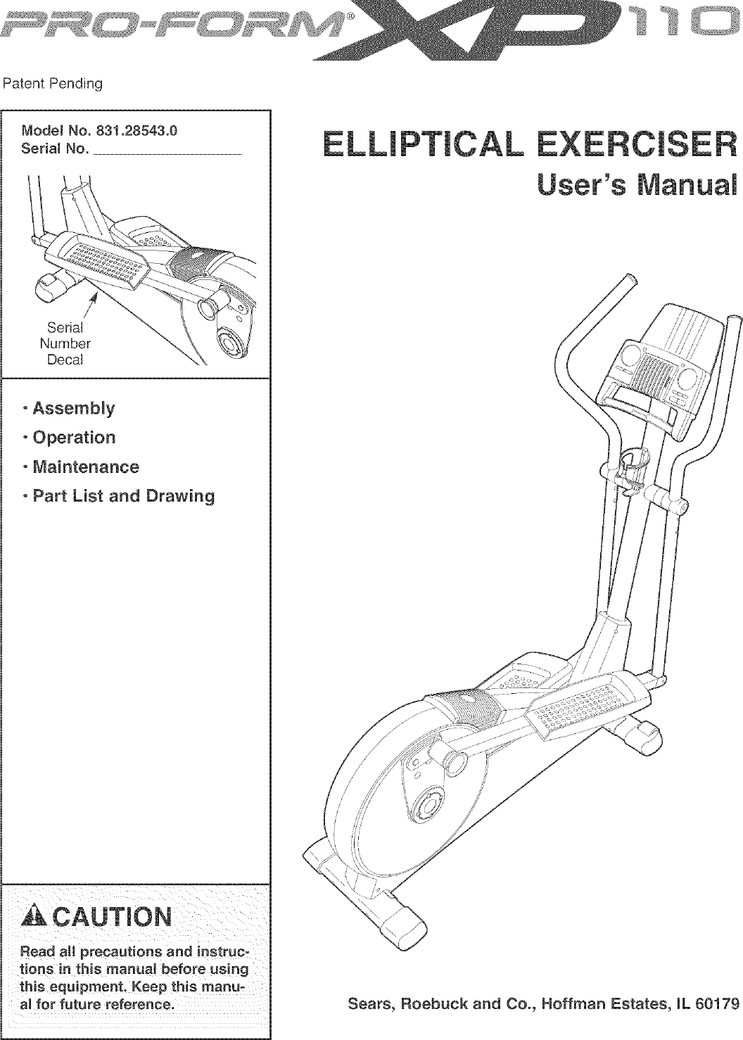 Proform 831285430 User Manual Xp110 Manuals And Guides L0520750