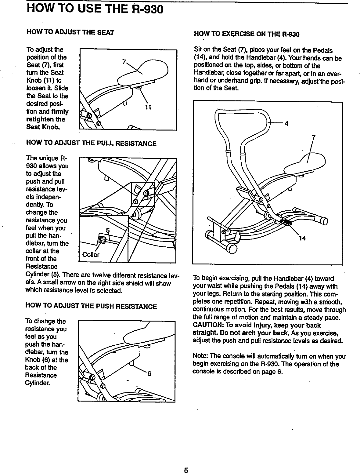 Page 5 of 12 - Proform 831287750 User Manual  R-930 - Manuals And Guides 99020068