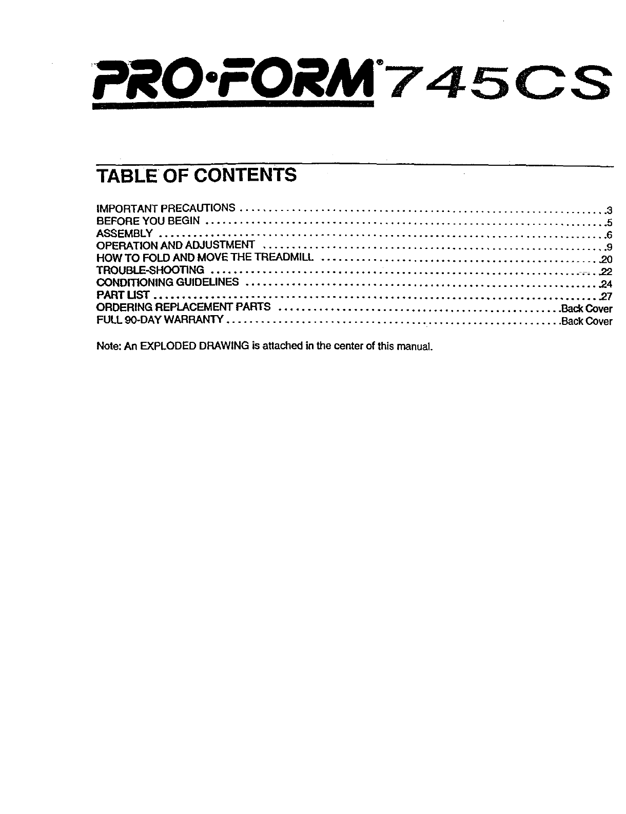 Proform cheap 745cs specs