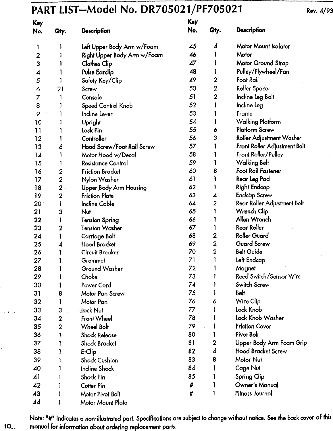 Page 10 of 12 - Proform DR705021 User Manual  CROSSWALK TREADMILL - Manuals And Guides L0902382