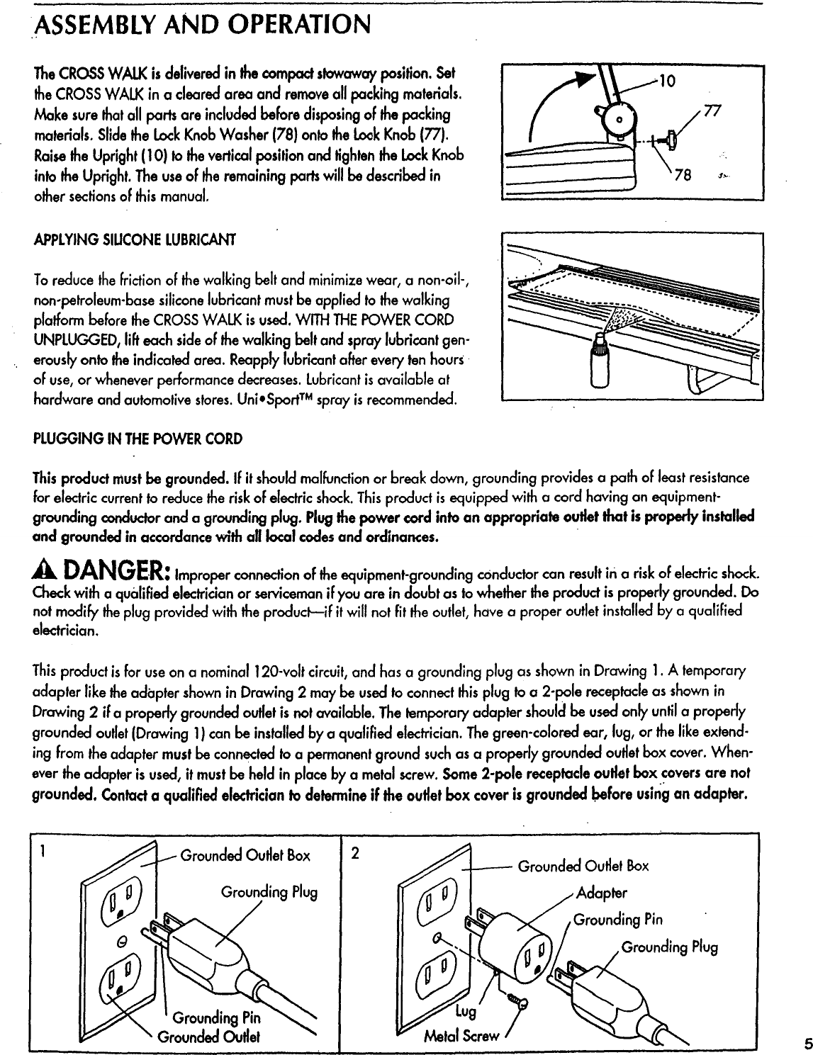 Page 5 of 12 - Proform DR705021 User Manual  CROSSWALK TREADMILL - Manuals And Guides L0902382