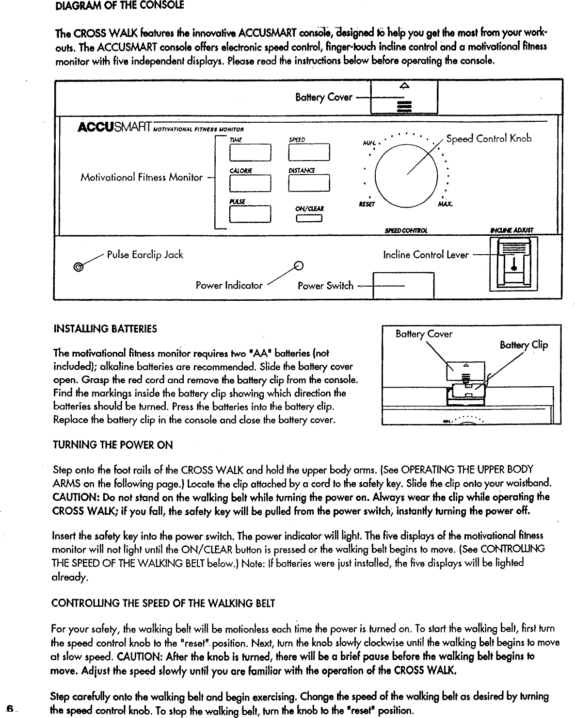 Page 6 of 12 - Proform DR705021 User Manual  CROSSWALK TREADMILL - Manuals And Guides L0902382