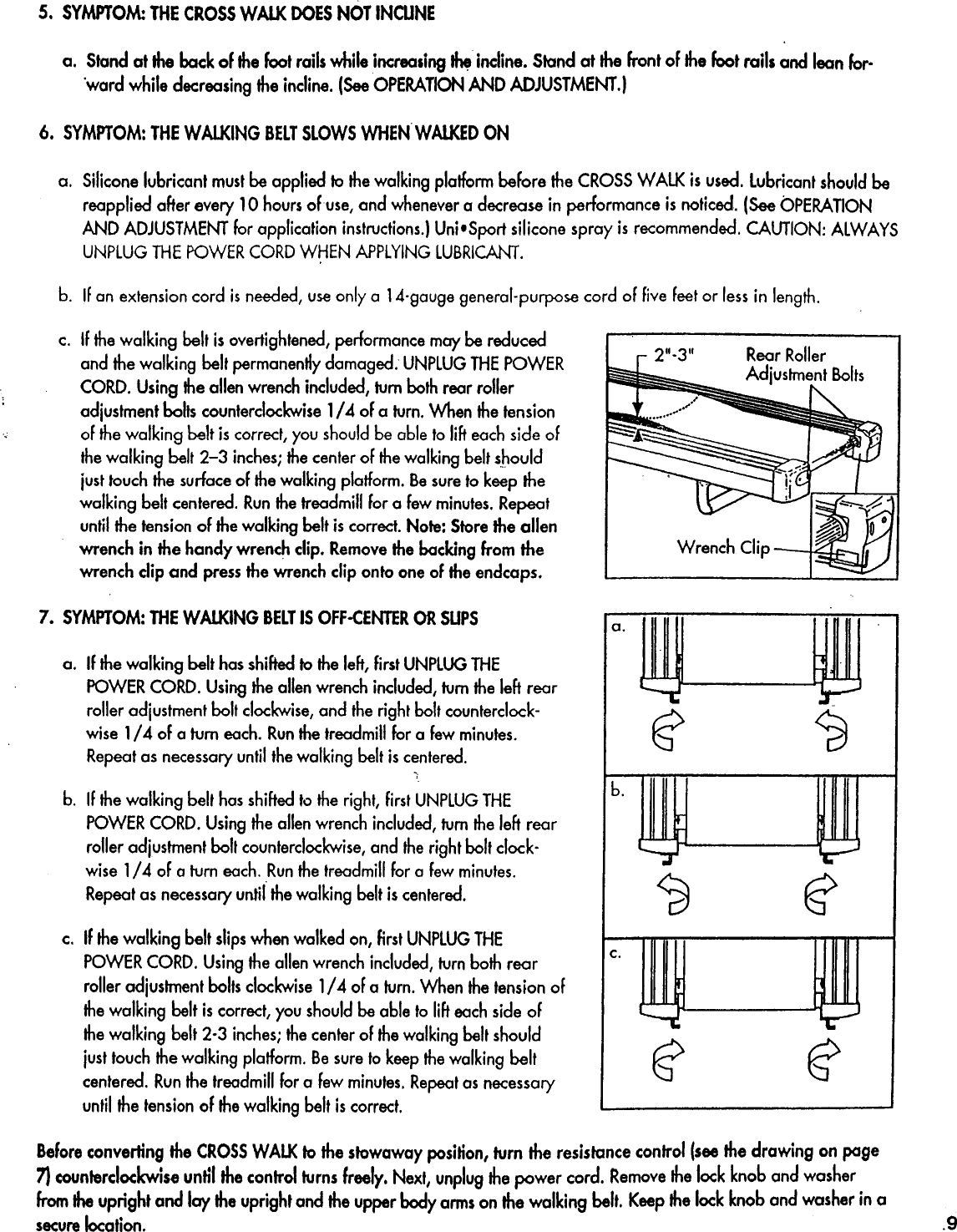 Page 9 of 12 - Proform DR705021 User Manual  CROSSWALK TREADMILL - Manuals And Guides L0902382