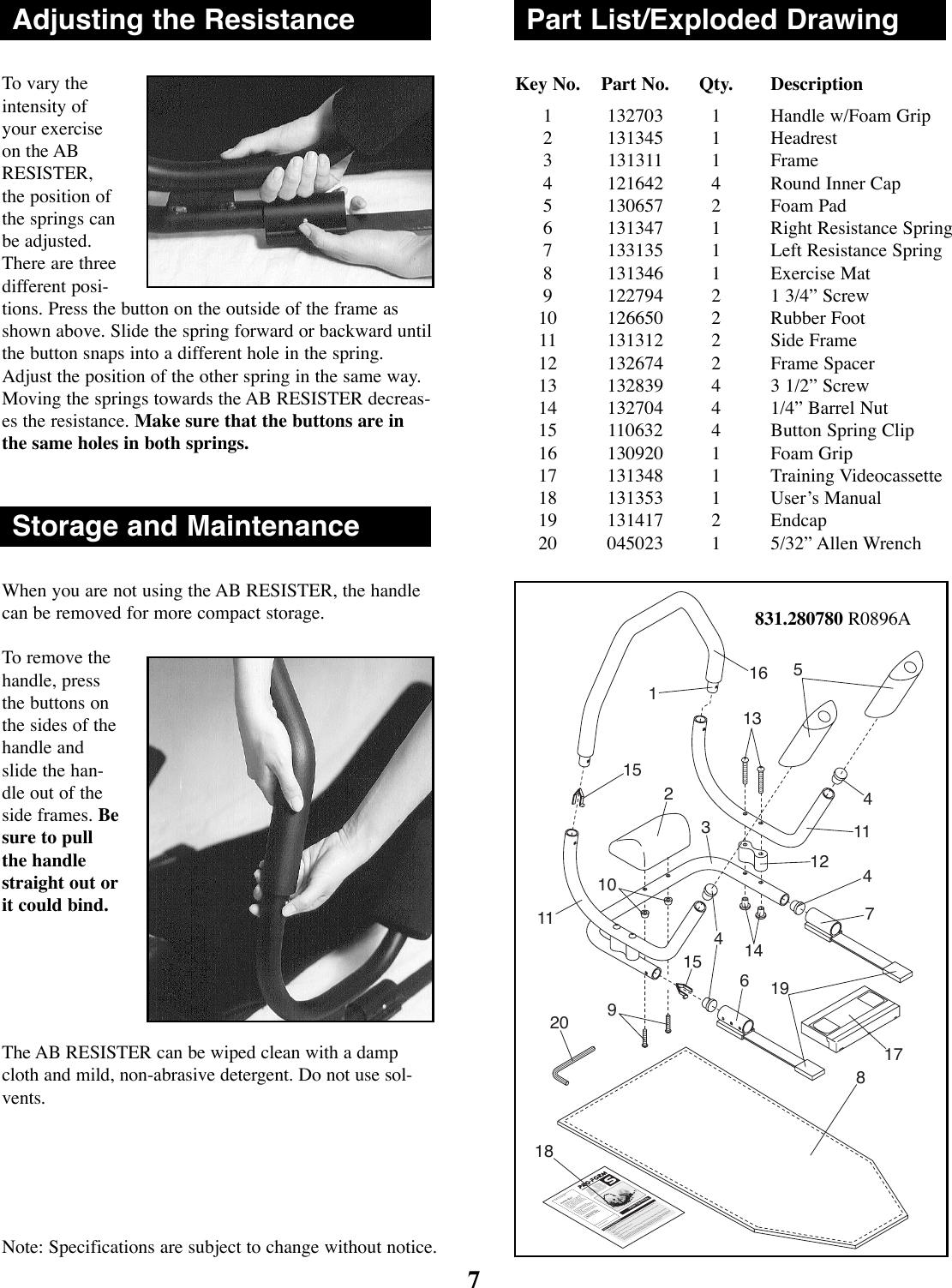 Page 7 of 8 - Proform Proform-280780-Ab-Resister-Users-Manual- .OM-280780-AB RESISTER  Proform-280780-ab-resister-users-manual