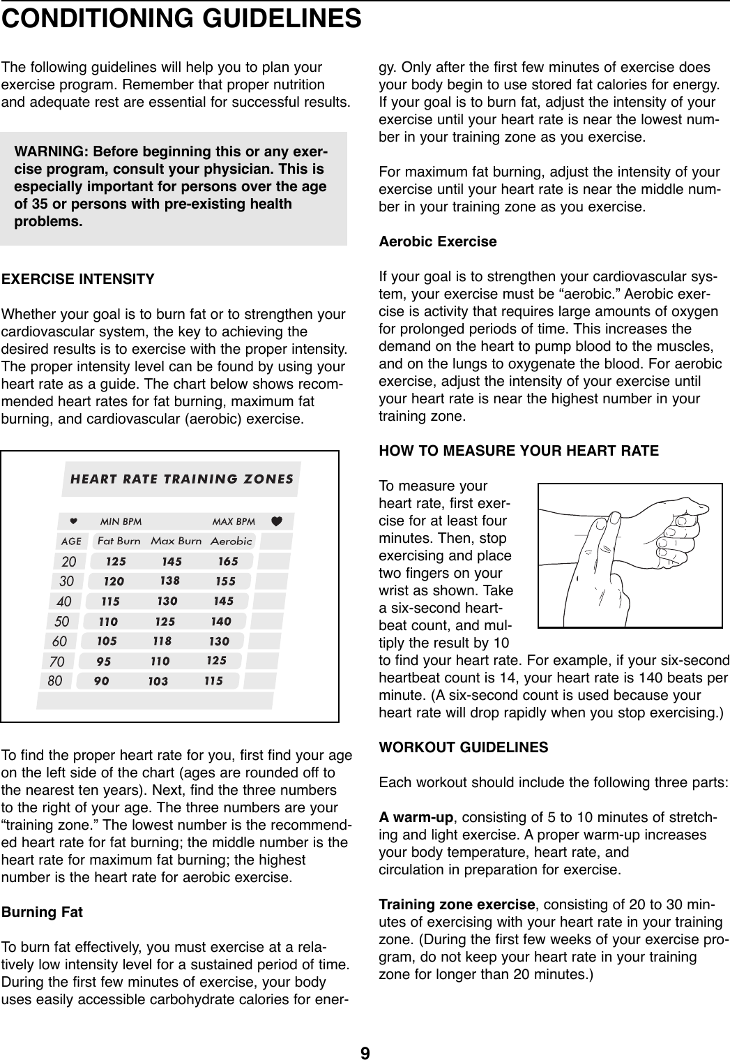 Page 9 of 12 - Proform Proform-285820-225C-Stepper-Users-Manual- *285820-152065  Proform-285820-225c-stepper-users-manual