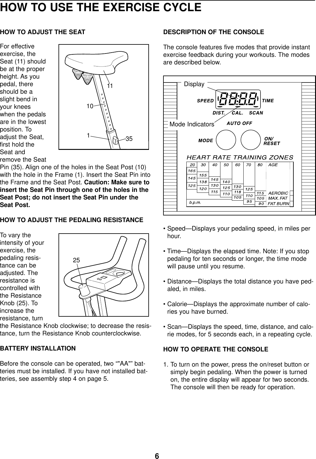 Page 6 of 12 - Proform Proform-288222-928L-Bike-Users-Manual-  Proform-288222-928l-bike-users-manual