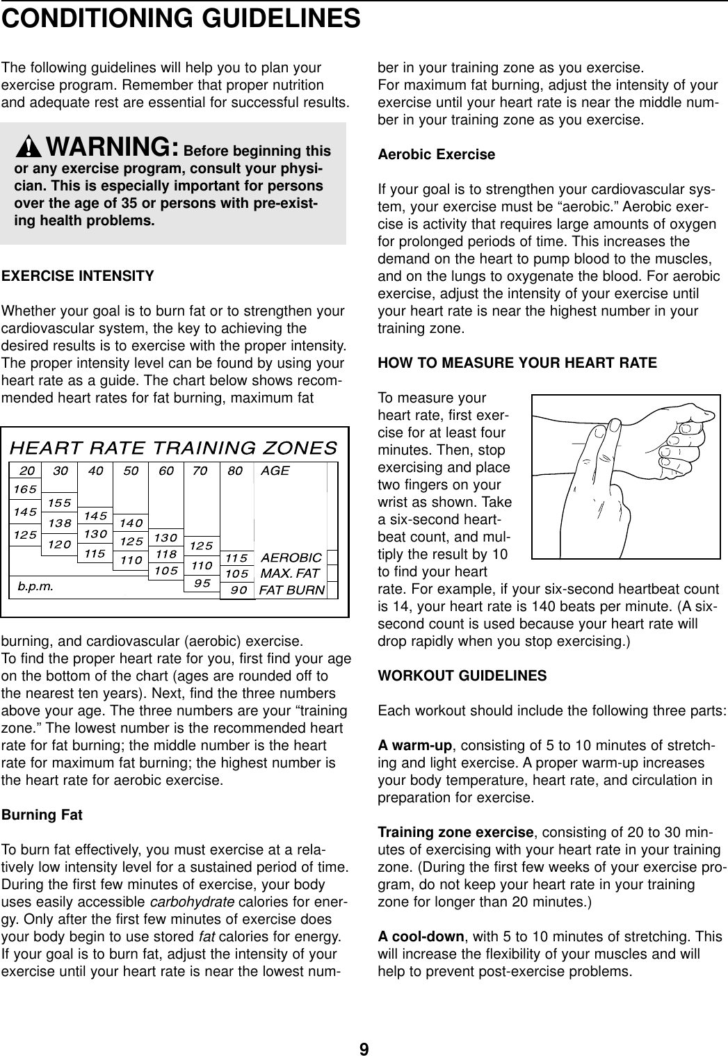 Proform 288222 928L Bike Users Manual