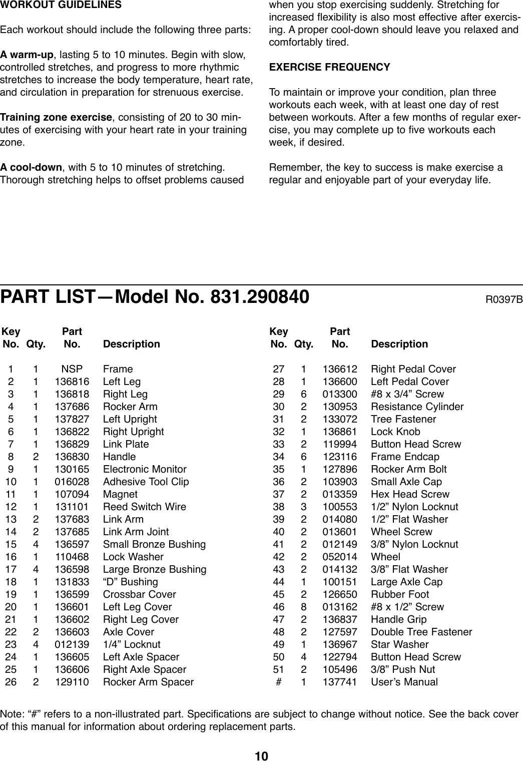 Page 10 of 12 - Proform Proform-290840-Air-Walker-Users-Manual- *290840-137741  Proform-290840-air-walker-users-manual