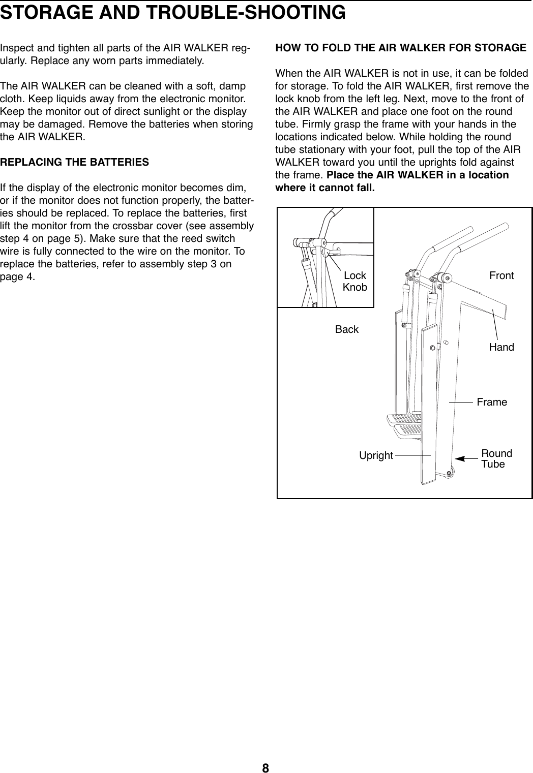 Page 8 of 12 - Proform Proform-290840-Air-Walker-Users-Manual- *290840-137741  Proform-290840-air-walker-users-manual