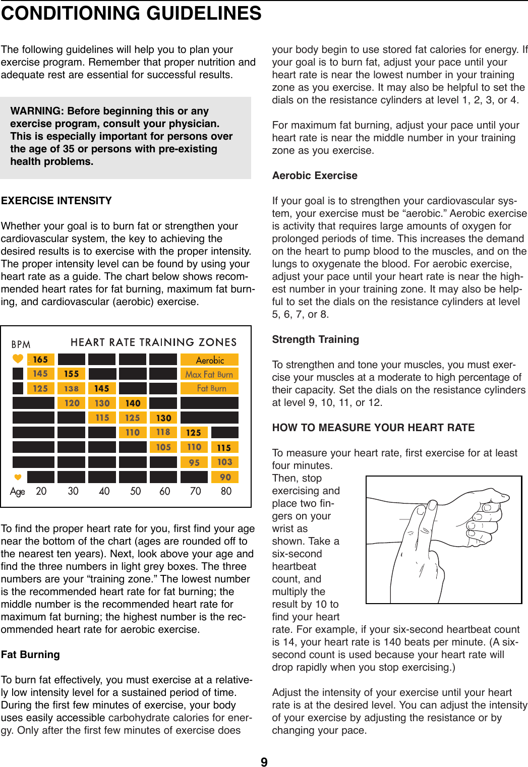 Page 9 of 12 - Proform Proform-290840-Air-Walker-Users-Manual- *290840-137741  Proform-290840-air-walker-users-manual