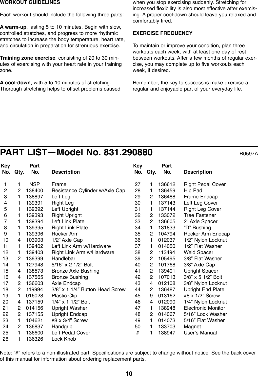 Page 10 of 12 - Proform Proform-290880-Airwalker-Xt-Users-Manual- *290880-138947  Proform-290880-airwalker-xt-users-manual