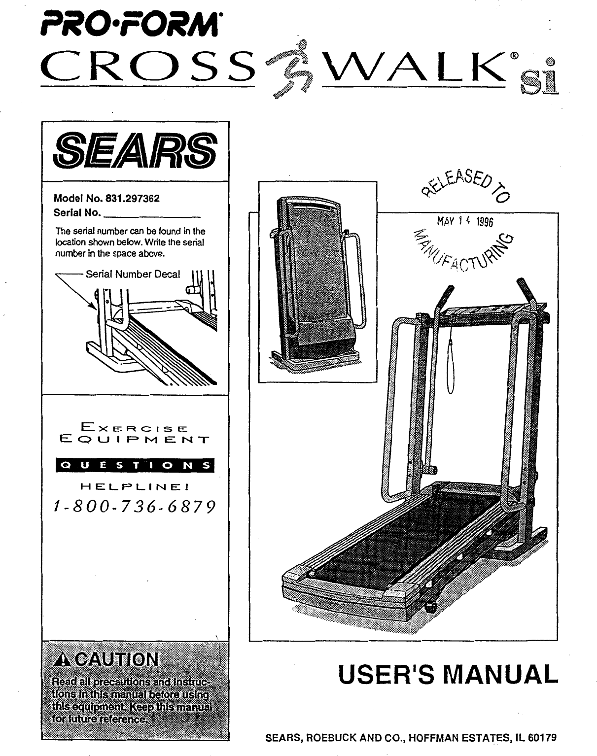 Proform Crosswalk Si Treadmill Users Manual