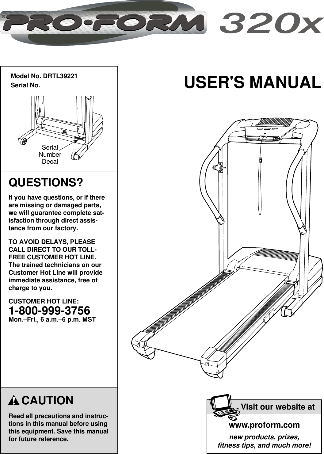 Proform 320X No Drtl39221 Users Manual