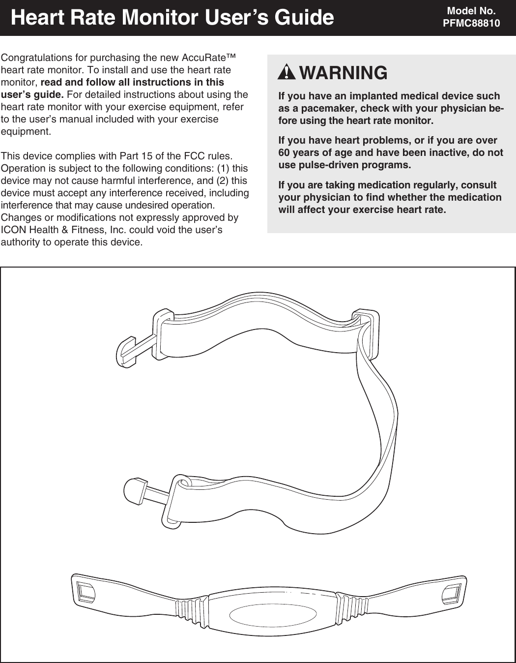 Page 1 of 4 - Proform Proform-Heart-Rate-Monitor-No-Pfmc88810-Users-Manual-  Proform-heart-rate-monitor-no-pfmc88810-users-manual