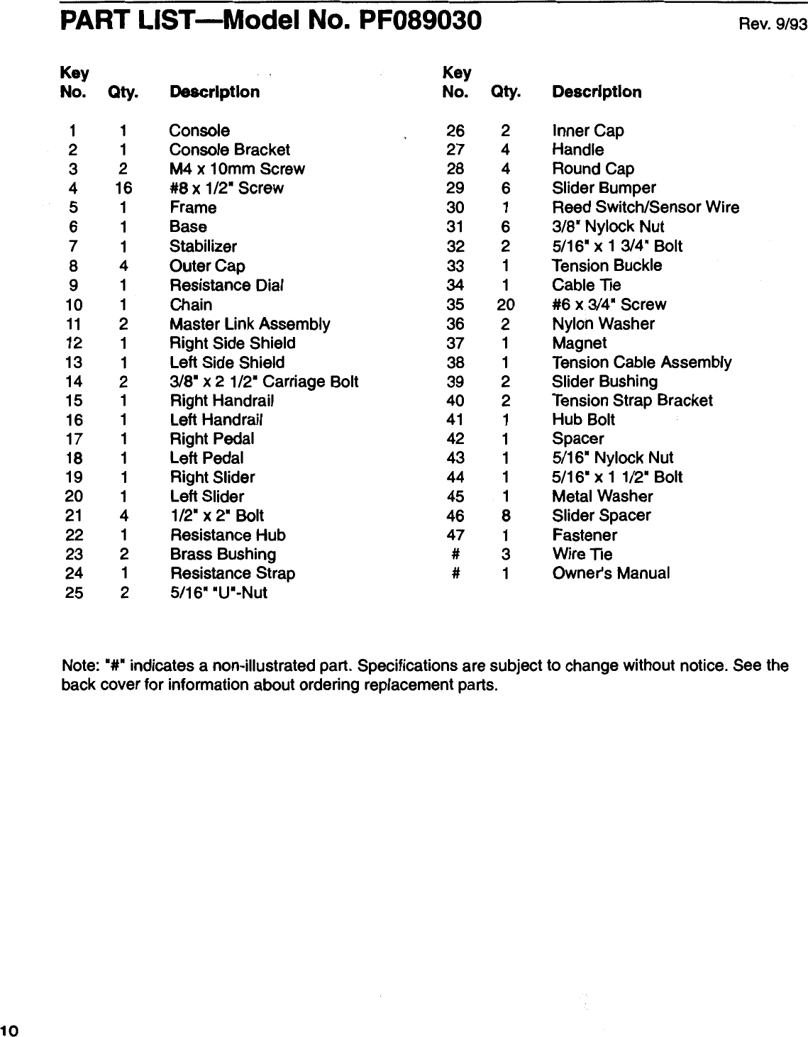 Page 10 of 12 - Proform Proform-Pf089030-Everest-Climber-Users-Manual-  Proform-pf089030-everest-climber-users-manual