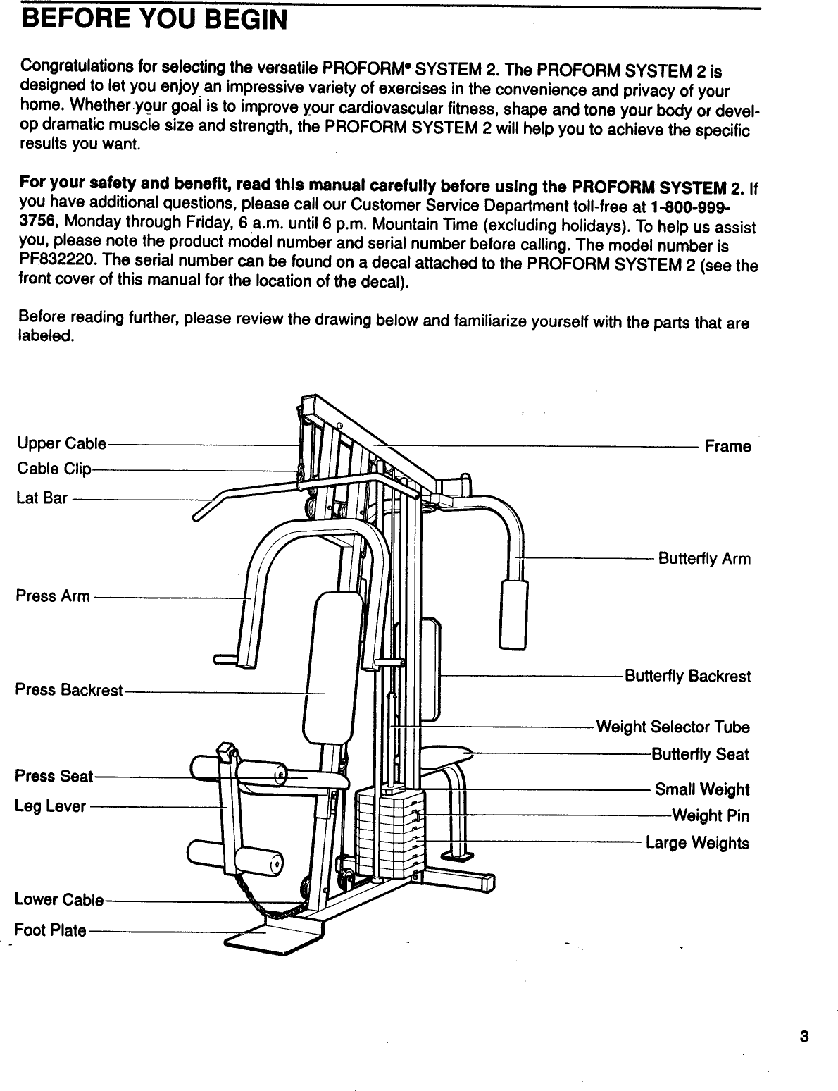 Page 3 of 12 - Proform Proform-Pf832220-System-2-Users-Manual-  Proform-pf832220-system-2-users-manual