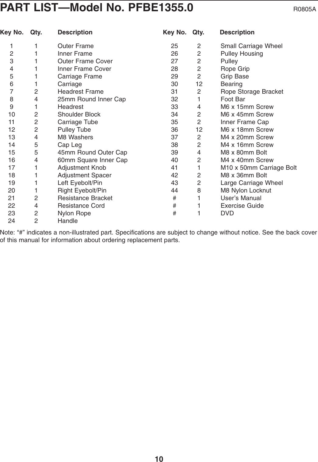 Page 10 of 12 - Proform Proform-Pfbe13550-Core-Tech-Bench-Users-Manual- PFBE1355.0-232071  Proform-pfbe13550-core-tech-bench-users-manual