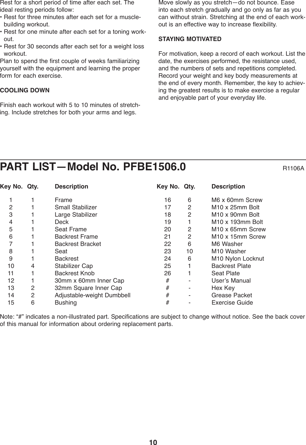 Page 10 of 12 - Proform Proform-Pfbe15060-Fusion-1-7X-Bench-Users-Manual- PFEL39031-208048  Proform-pfbe15060-fusion-1-7x-bench-users-manual