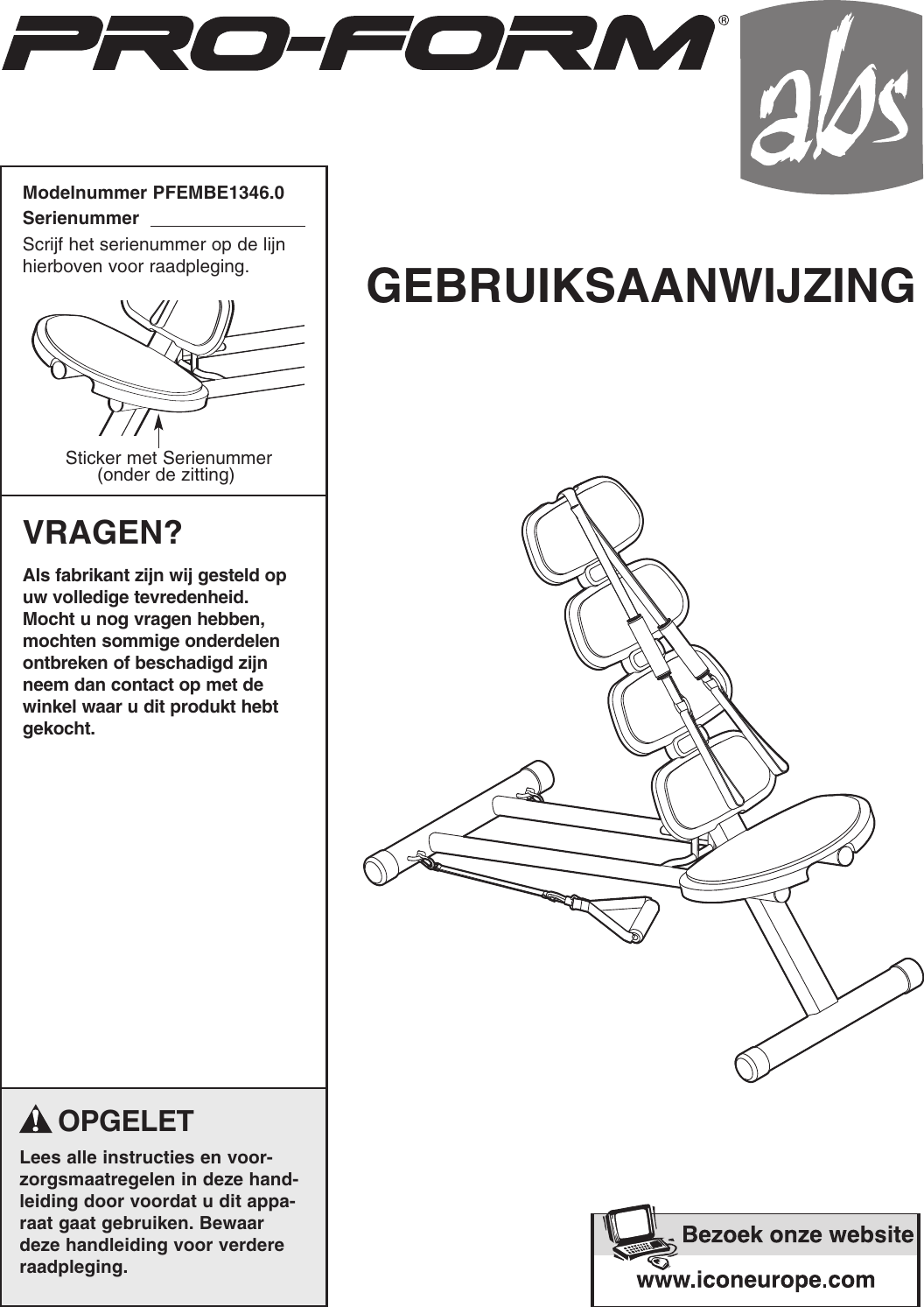 Page 1 of 8 - Proform Proform-Pfembe13460-Abs-Users-Manual-  Proform-pfembe13460-abs-users-manual