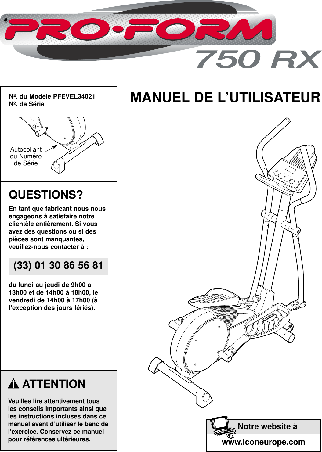 Proform Pfivel87310 475 Zle Elliptical Owner Manual