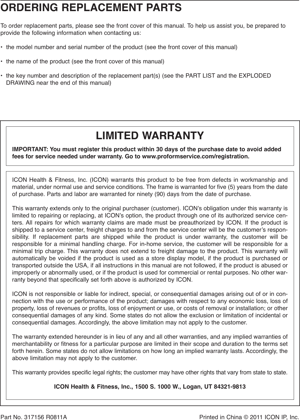 Page 12 of 12 - Proform Proform-Pfex029092-290-Spx-Bike-Users-Manual- 285430  Proform-pfex029092-290-spx-bike-users-manual