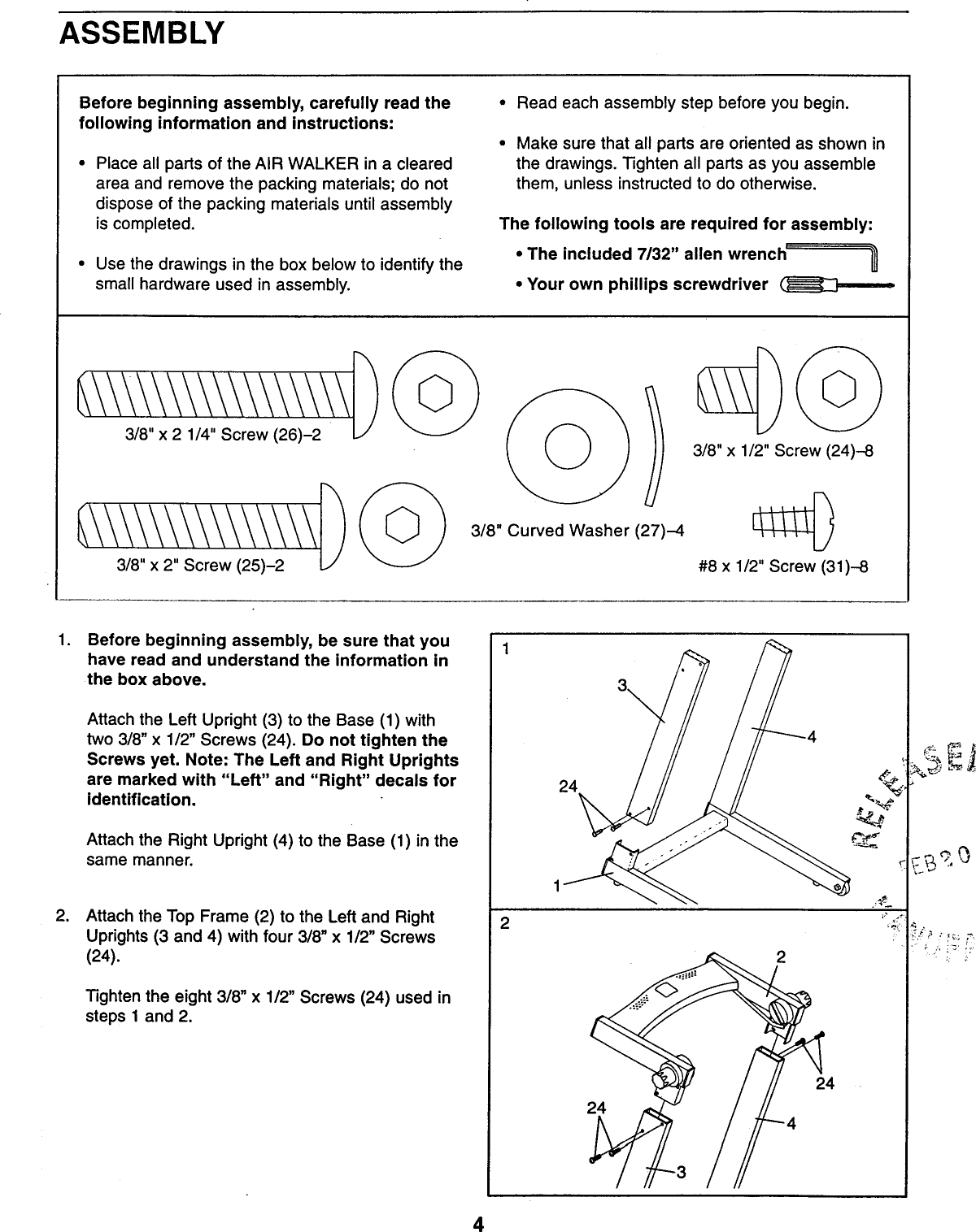 Page 4 of 12 - Proform Proform-Pfmc77751-Air-Walker-Users-Manual-  Proform-pfmc77751-air-walker-users-manual