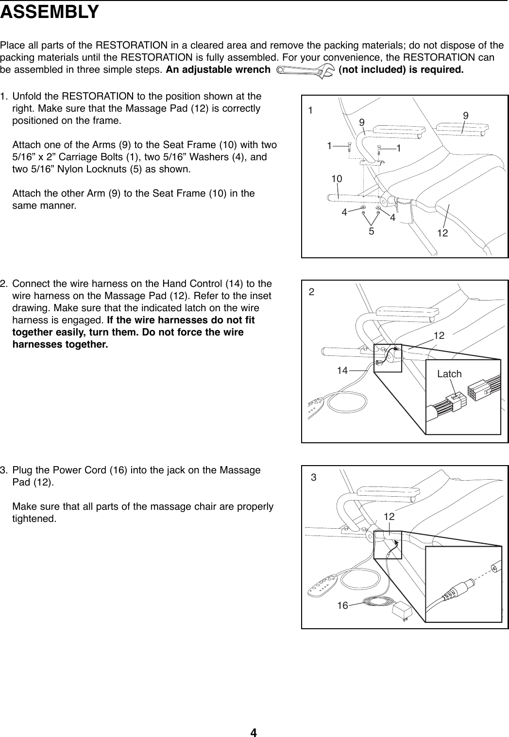 Page 4 of 8 - Proform Proform-Pfrx30070-Restoration-3100-Massage-Chair-Users-Manual- *PFRX30070-138895  Proform-pfrx30070-restoration-3100-massage-chair-users-manual