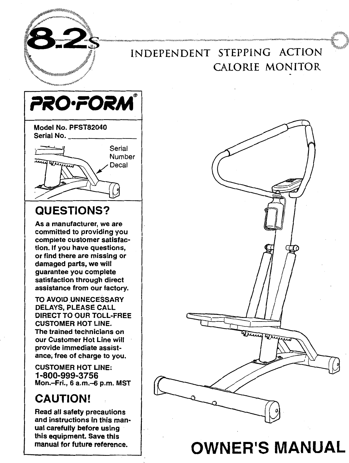 Page 1 of 12 - Proform Proform-Pfst82040-8-2S-Stepper-Users-Manual-  Proform-pfst82040-8-2s-stepper-users-manual