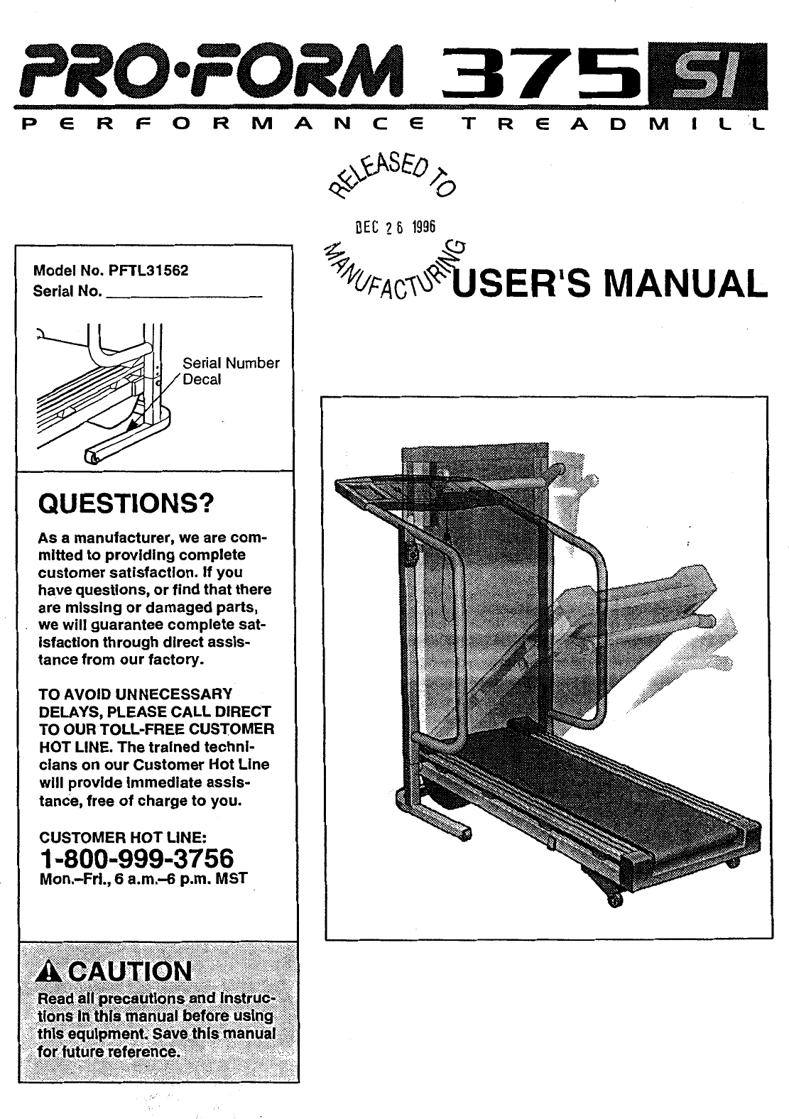 Proform Pftl31562 Owner S Manual