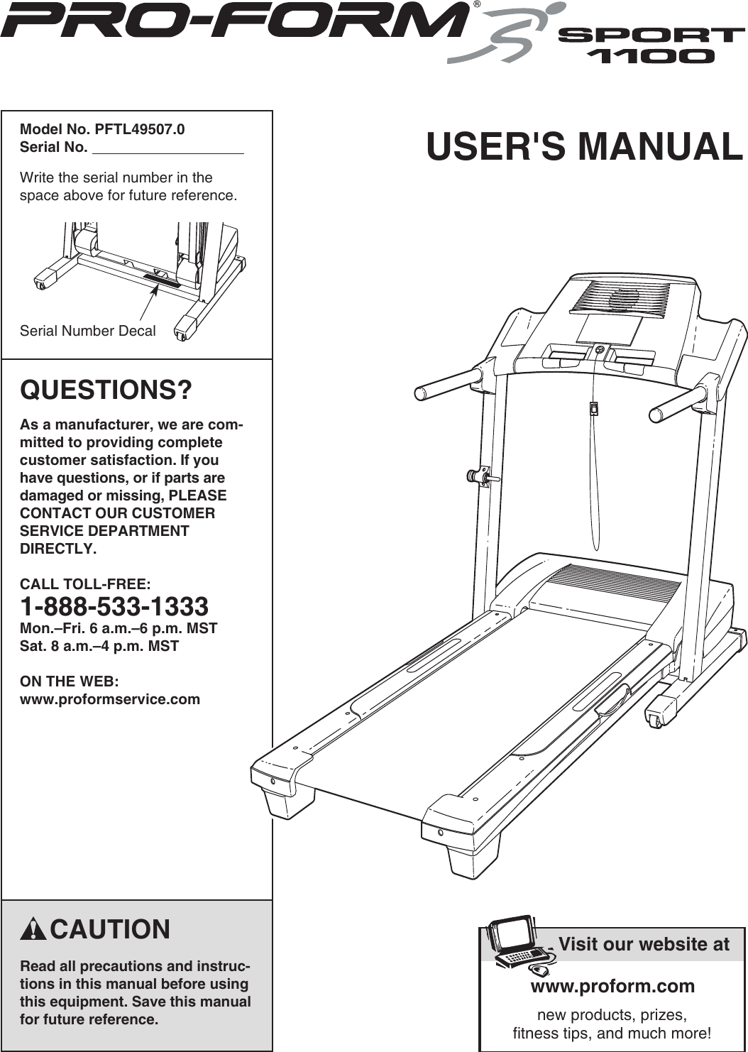 Proform sport 1100 treadmill manual Clearance