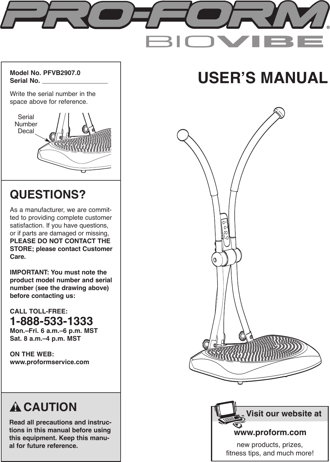 Page 1 of 12 - Proform Proform-Pfvb29070-Vibration-Bench-Users-Manual- PFEL39031-208048  Proform-pfvb29070-vibration-bench-users-manual