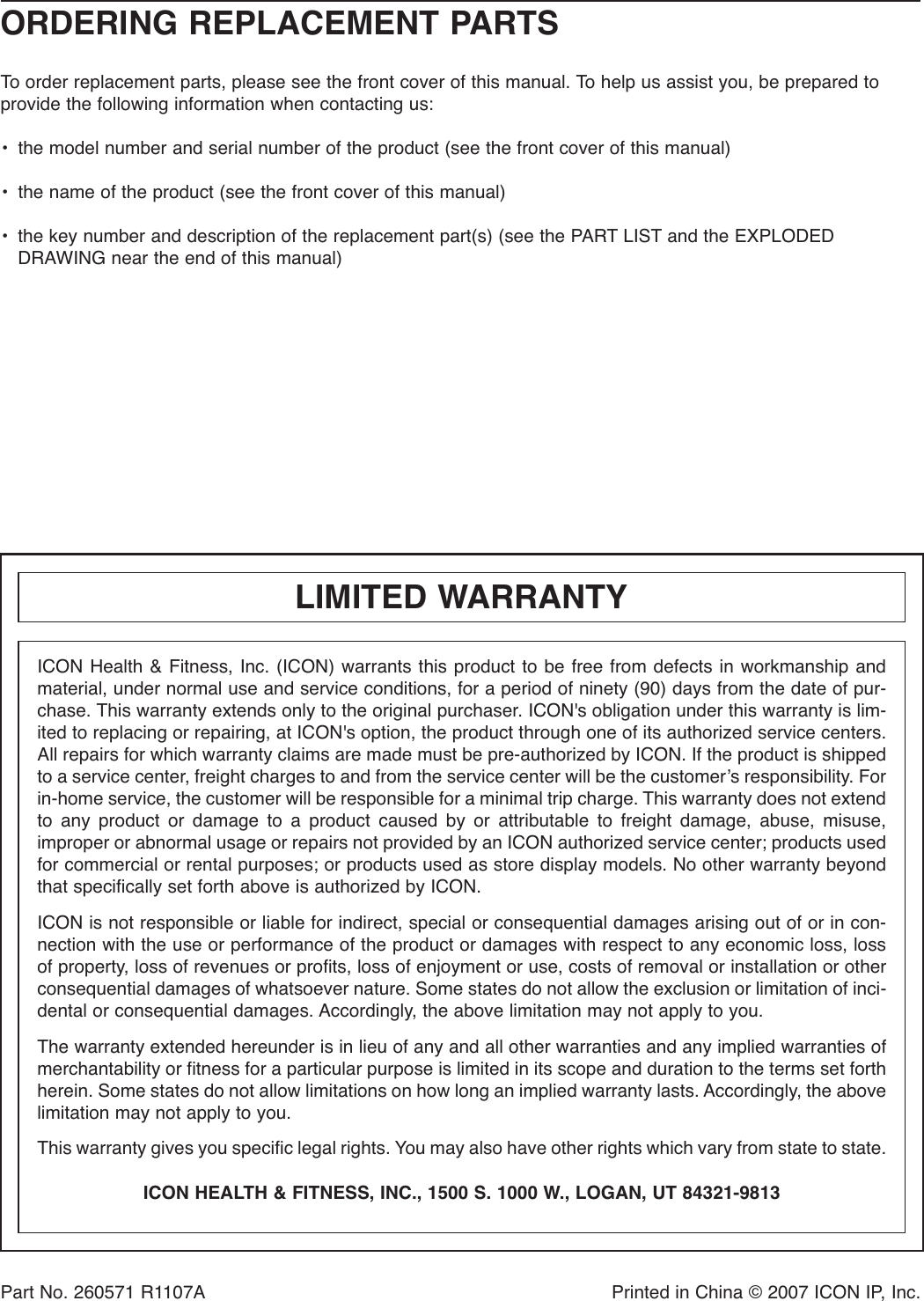 Page 12 of 12 - Proform Proform-Pfvb29070-Vibration-Bench-Users-Manual- PFEL39031-208048  Proform-pfvb29070-vibration-bench-users-manual