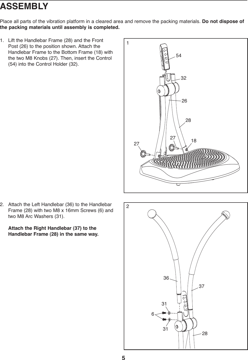 Page 5 of 12 - Proform Proform-Pfvb29070-Vibration-Bench-Users-Manual- PFEL39031-208048  Proform-pfvb29070-vibration-bench-users-manual