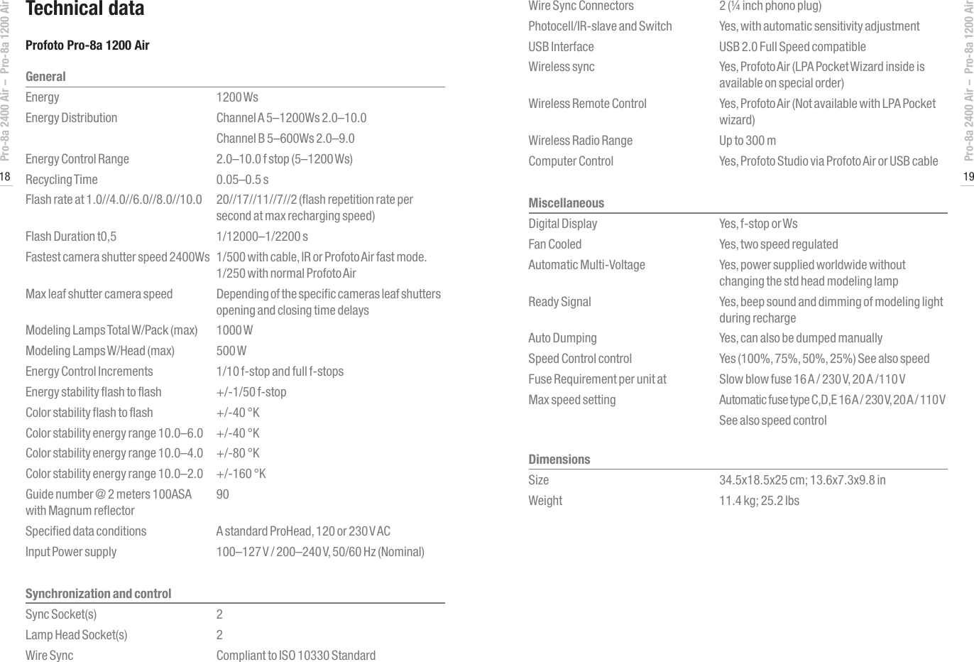 Page 10 of 12 - Profoto Profoto-Pro-8A-Generator-Pro-8A-1200-Air-Users-Manual- User's Guide Pro-8a 2400 Air / 1200  Profoto-pro-8a-generator-pro-8a-1200-air-users-manual