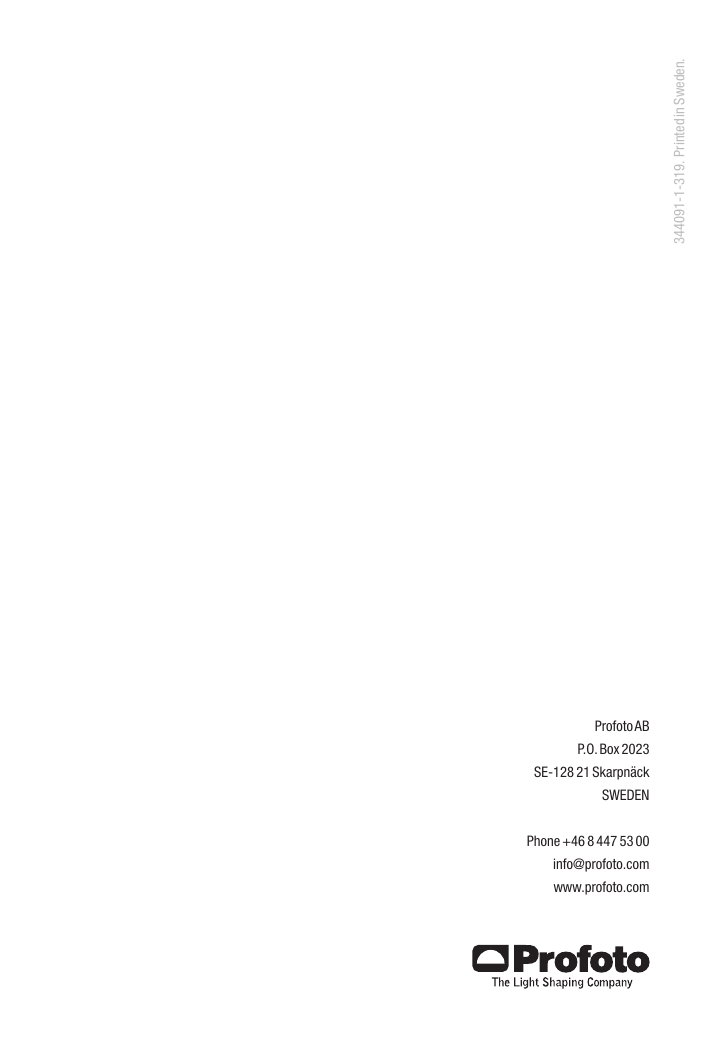 Page 12 of 12 - Profoto Profoto-Pro-8A-Generator-Pro-8A-1200-Air-Users-Manual- User's Guide Pro-8a 2400 Air / 1200  Profoto-pro-8a-generator-pro-8a-1200-air-users-manual
