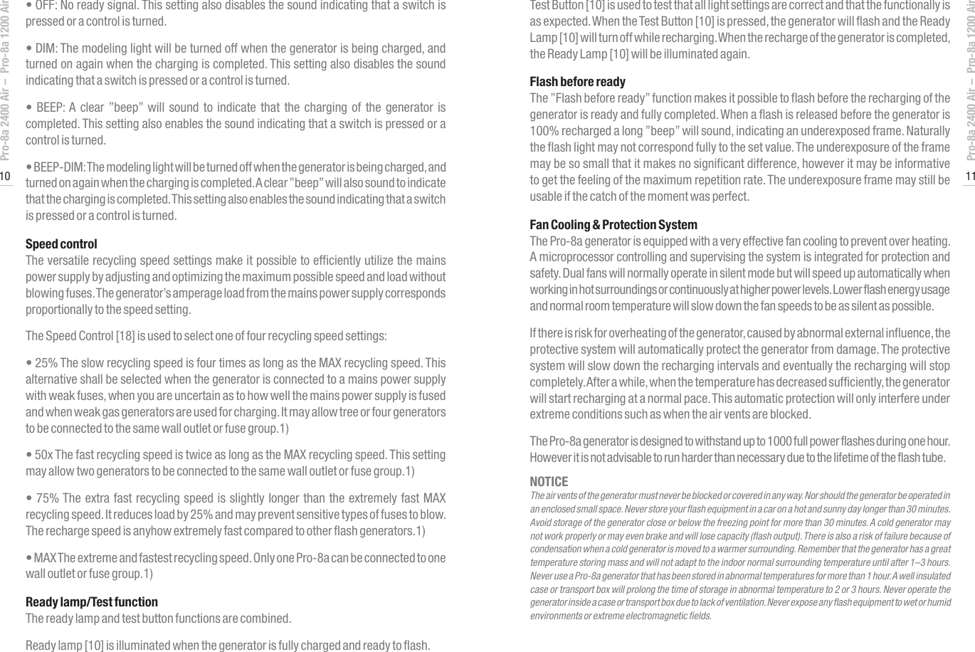 Page 6 of 12 - Profoto Profoto-Pro-8A-Generator-Pro-8A-1200-Air-Users-Manual- User's Guide Pro-8a 2400 Air / 1200  Profoto-pro-8a-generator-pro-8a-1200-air-users-manual
