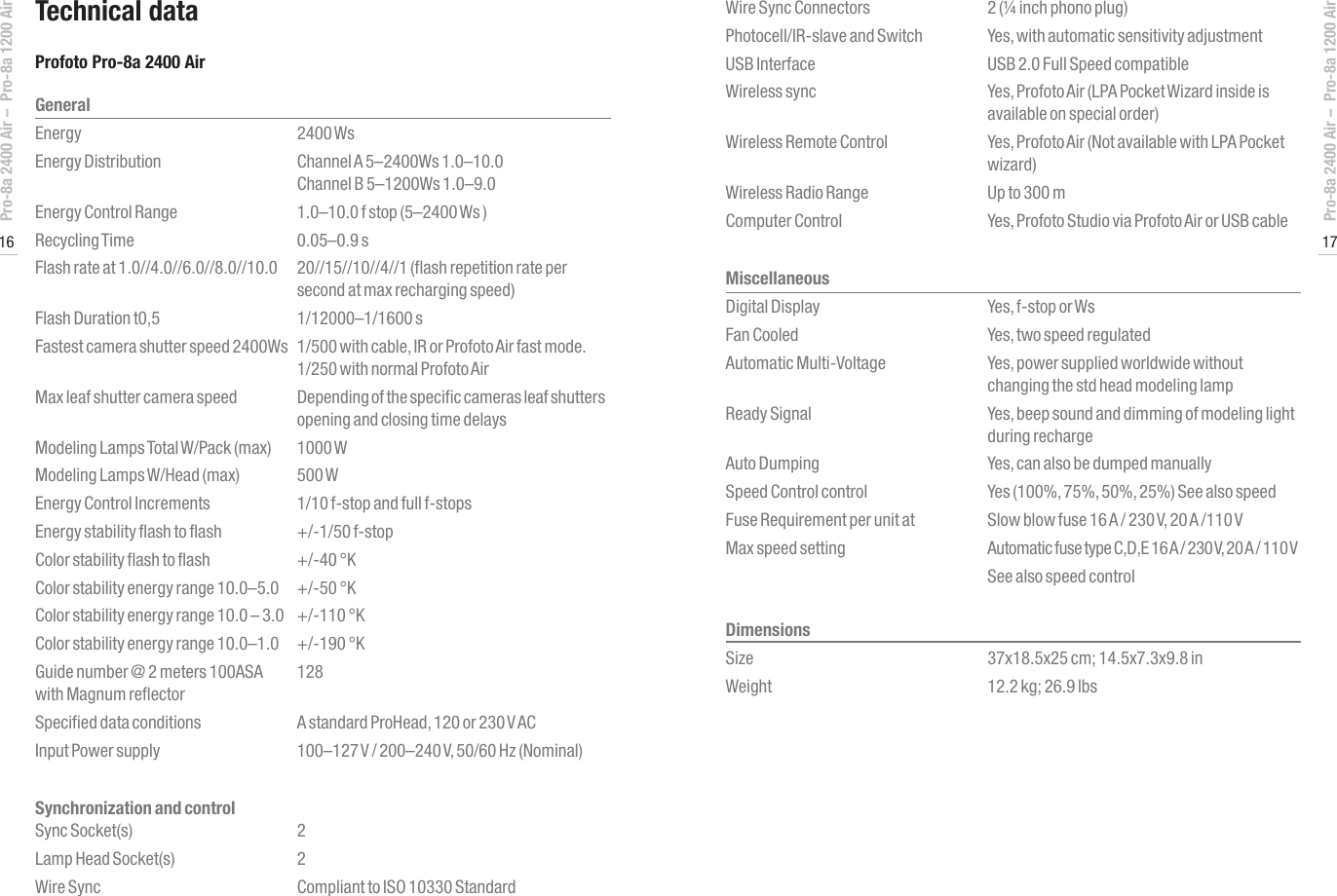 Page 9 of 12 - Profoto Profoto-Pro-8A-Generator-Pro-8A-1200-Air-Users-Manual- User's Guide Pro-8a 2400 Air / 1200  Profoto-pro-8a-generator-pro-8a-1200-air-users-manual