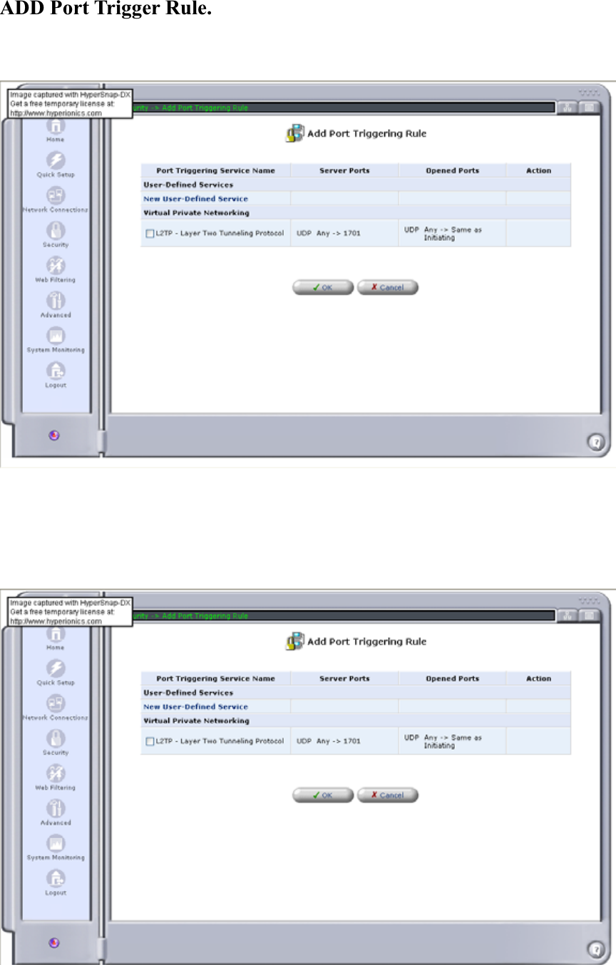 ADD Port Trigger Rule. 