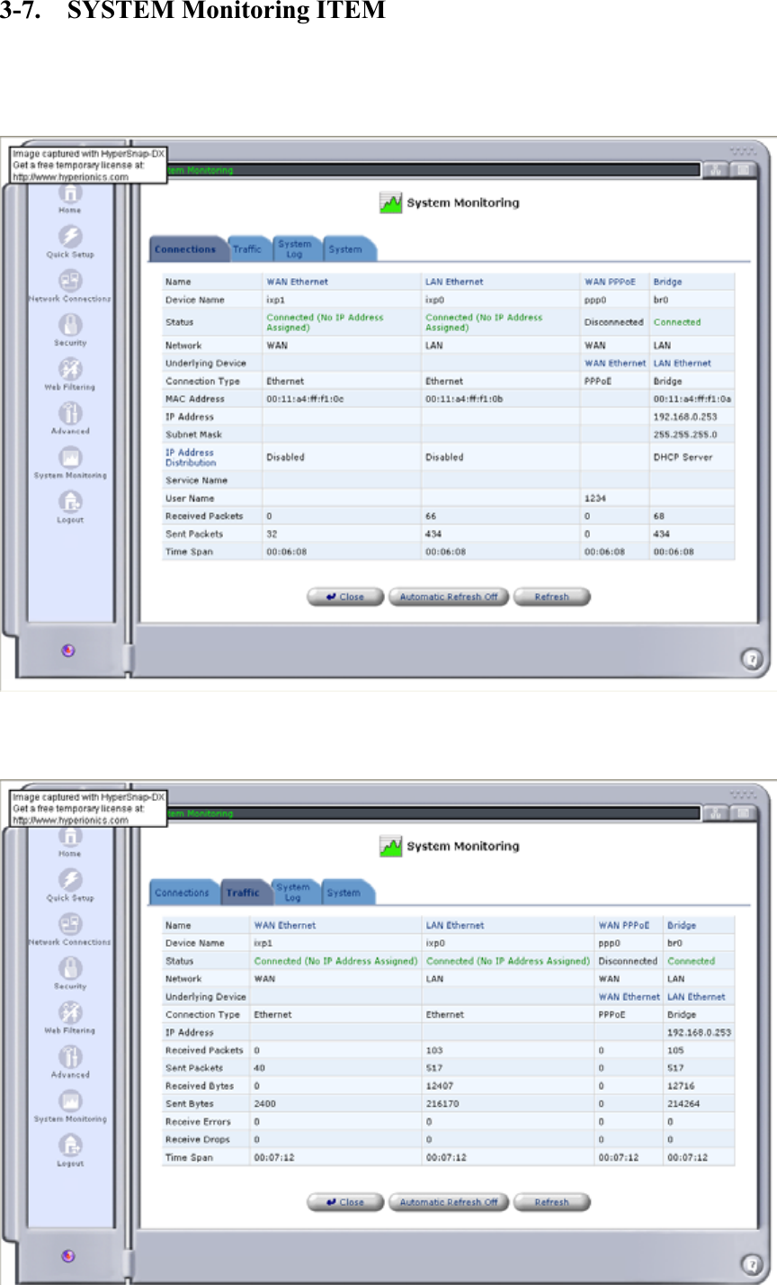 3-7.  SYSTEM Monitoring ITEM 