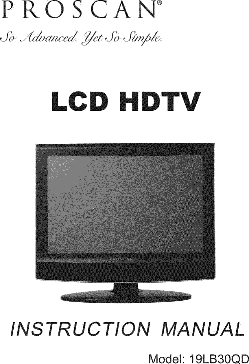 Proscan 19LB30QD User Manual LCD TELEVISION/DVD Manuals And Guides L0807673