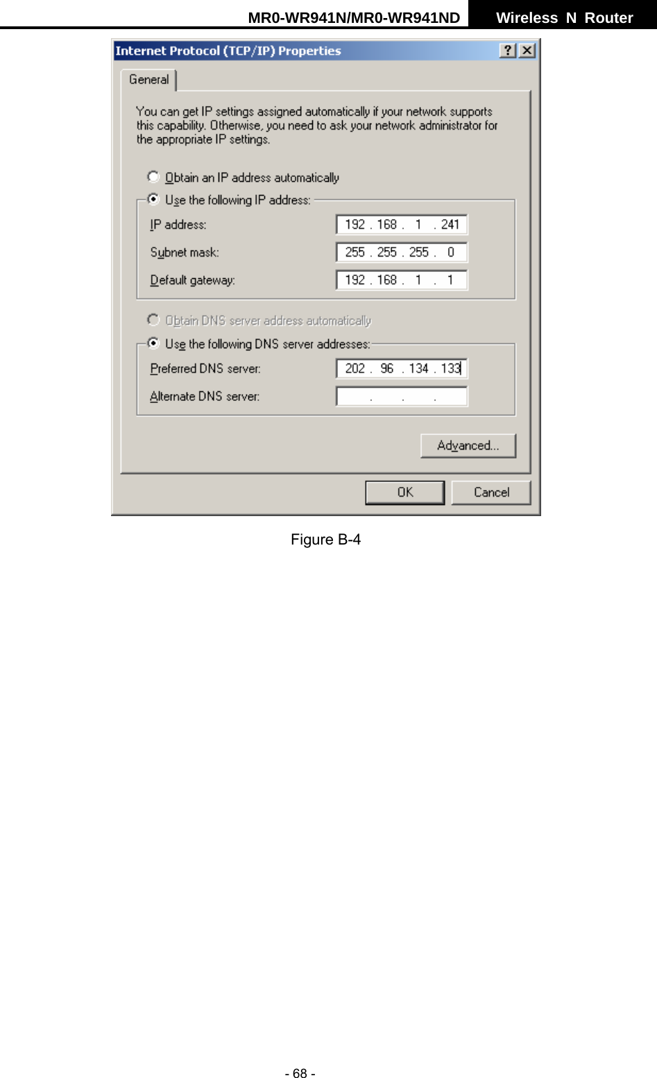 MR0-WR941N/MR0-WR941ND  Wireless N Router     - 68 -  Figure B-4              