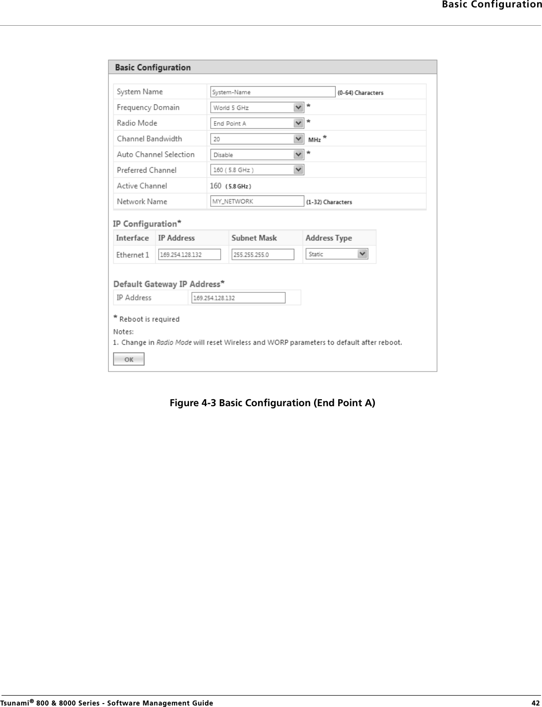 Basic ConfigurationTsunami® 800 &amp; 8000 Series - Software Management Guide  42Figure 4-3 Basic Configuration (End Point A)