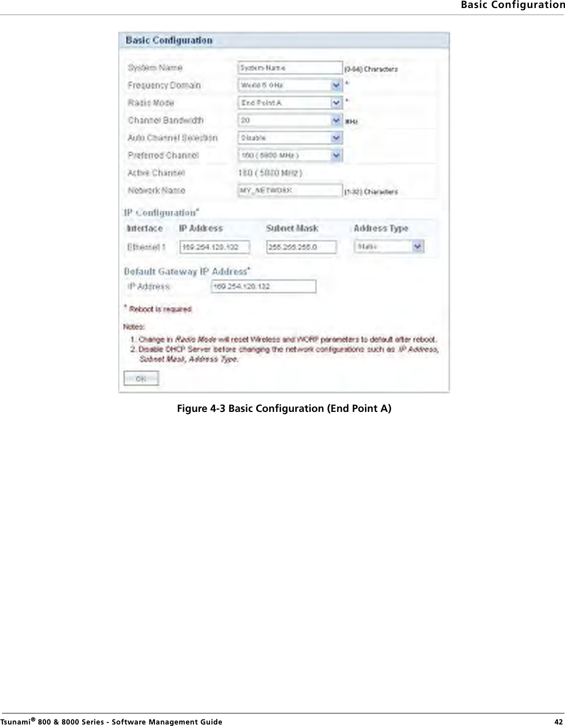 Basic ConfigurationTsunami® 800 &amp; 8000 Series - Software Management Guide  42Figure 4-3 Basic Configuration (End Point A)