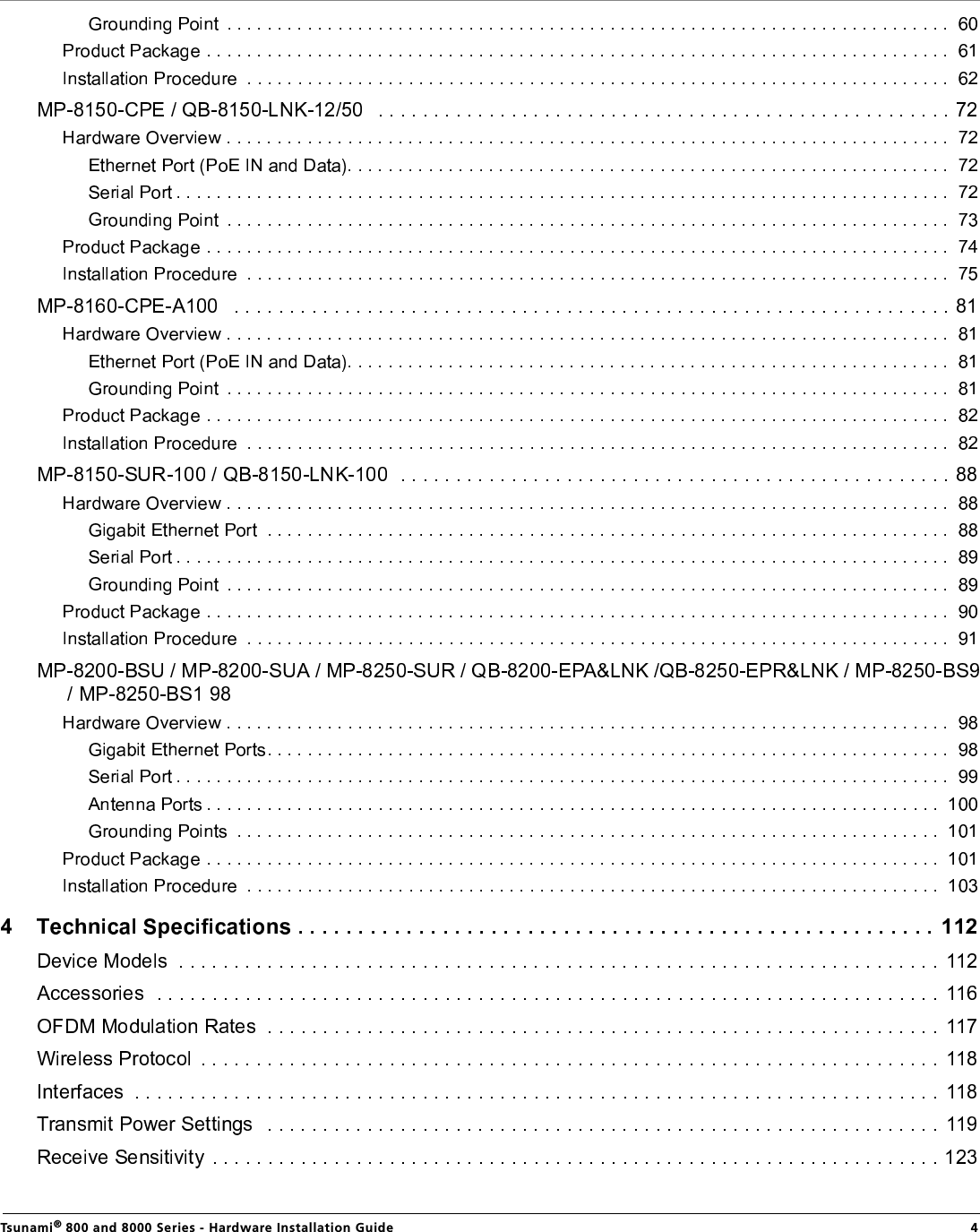  Tsunami® 800 and 8000 Series - Hardware Installation Guide  4