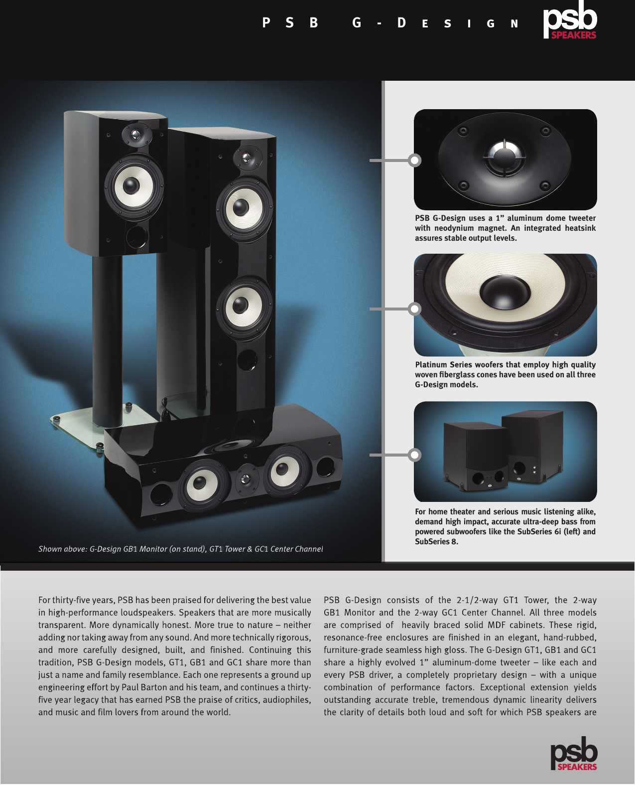 Page 1 of 2 - Psb-Speakers Psb-Speakers-Gb1-Users-Manual- G-Design_single_brochure  Psb-speakers-gb1-users-manual