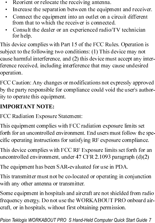 Psion Teklogix WORKABOUT PRO  S Hand-Held Computer Quick Start Guide 7IMPORTANT NOTE: