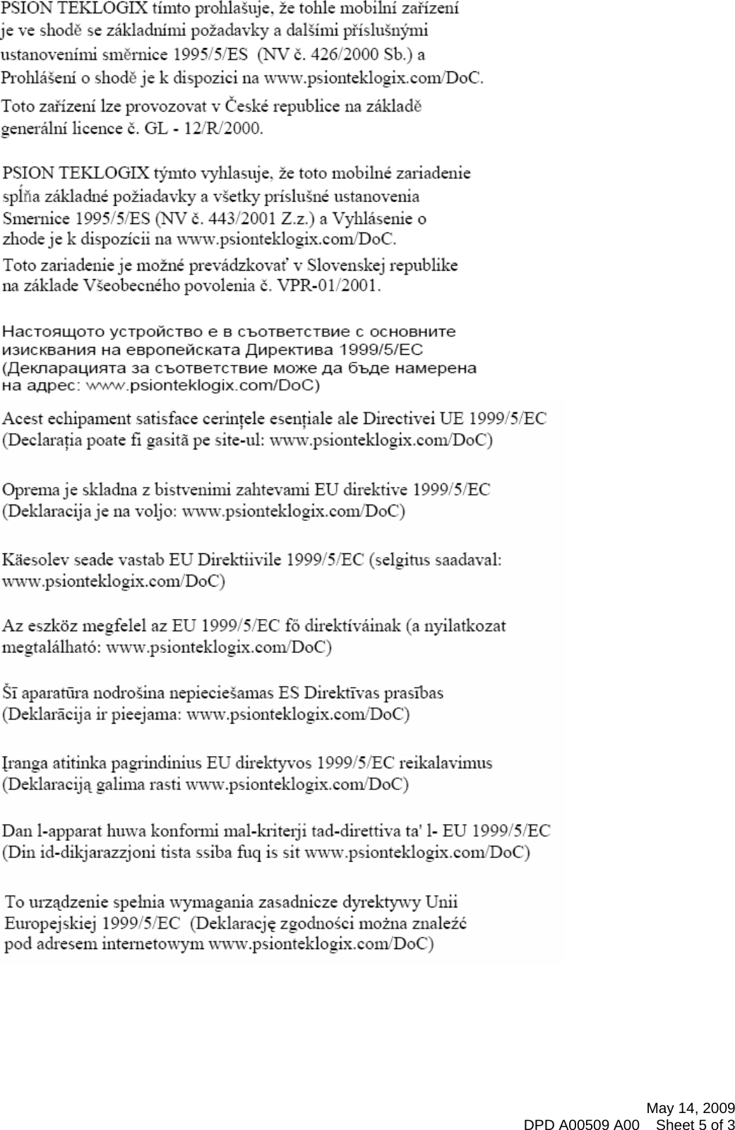  May 14, 2009 DPD A00509 A00    Sheet 5 of 3  